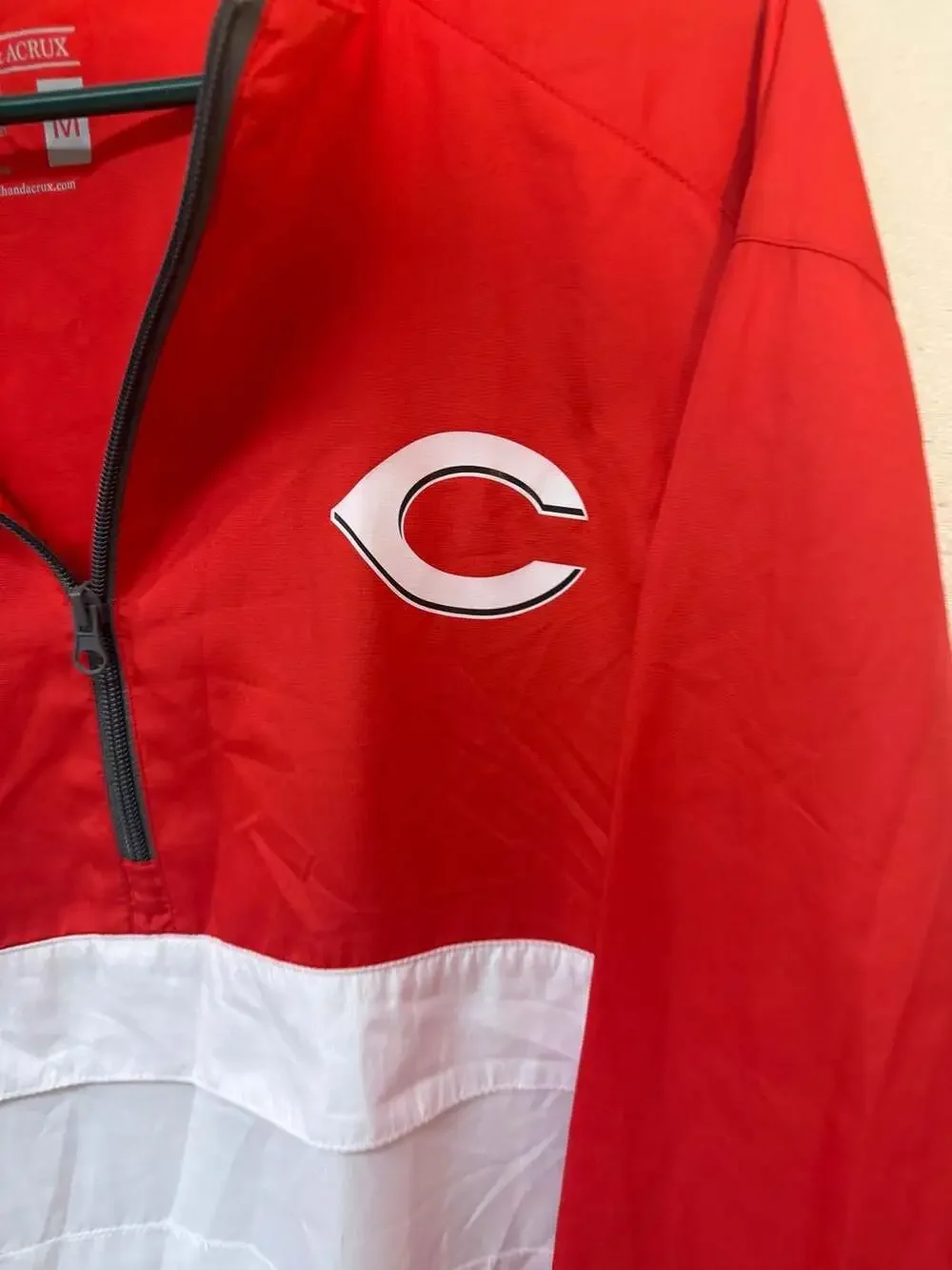 North & Acrux Cincinnati Reds MLB Half Zip Pullover Wind Jacket Red White Size M